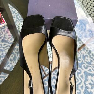 Ann Taylor Black Calf Leather sling back sandals size 8.5